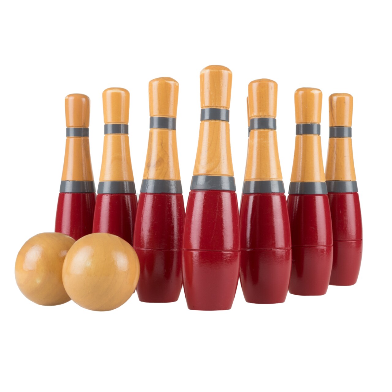 Hey! Play 8 Inch Wooden Lawn Bowling Game Set Indoor Outdoor With Nylon Bag